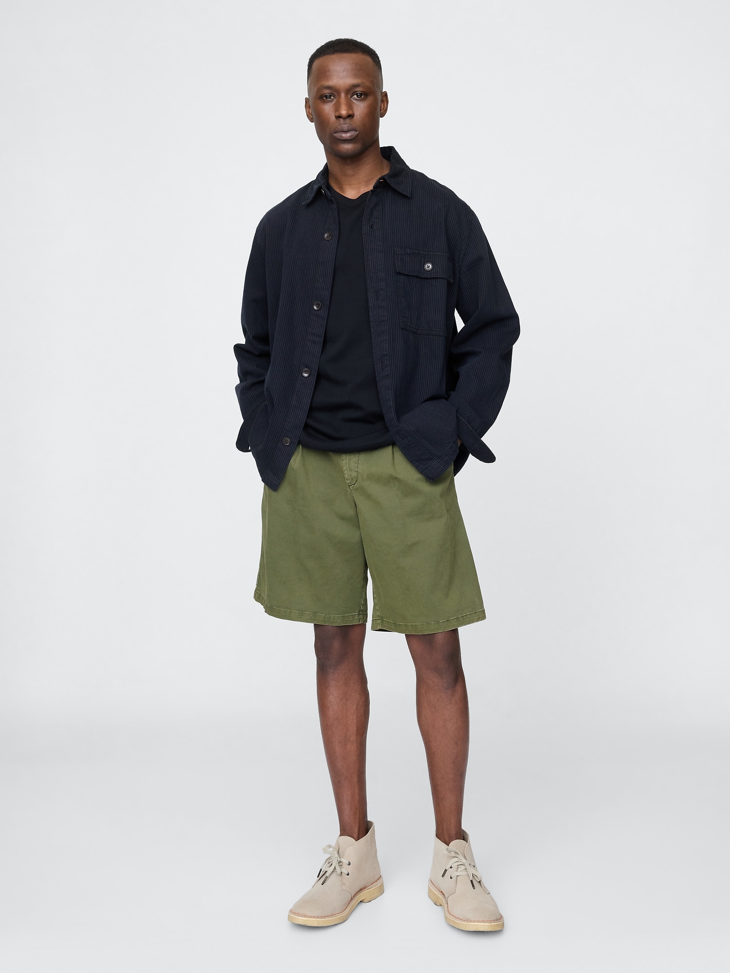 Pleated Khaki Shorts