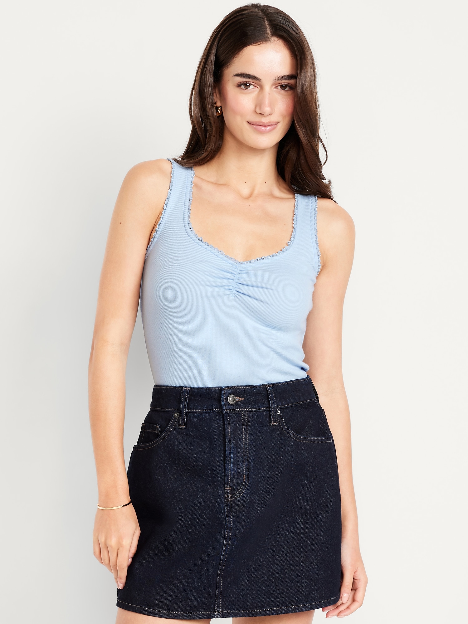 Ribbed Cinched-Front Tank Top