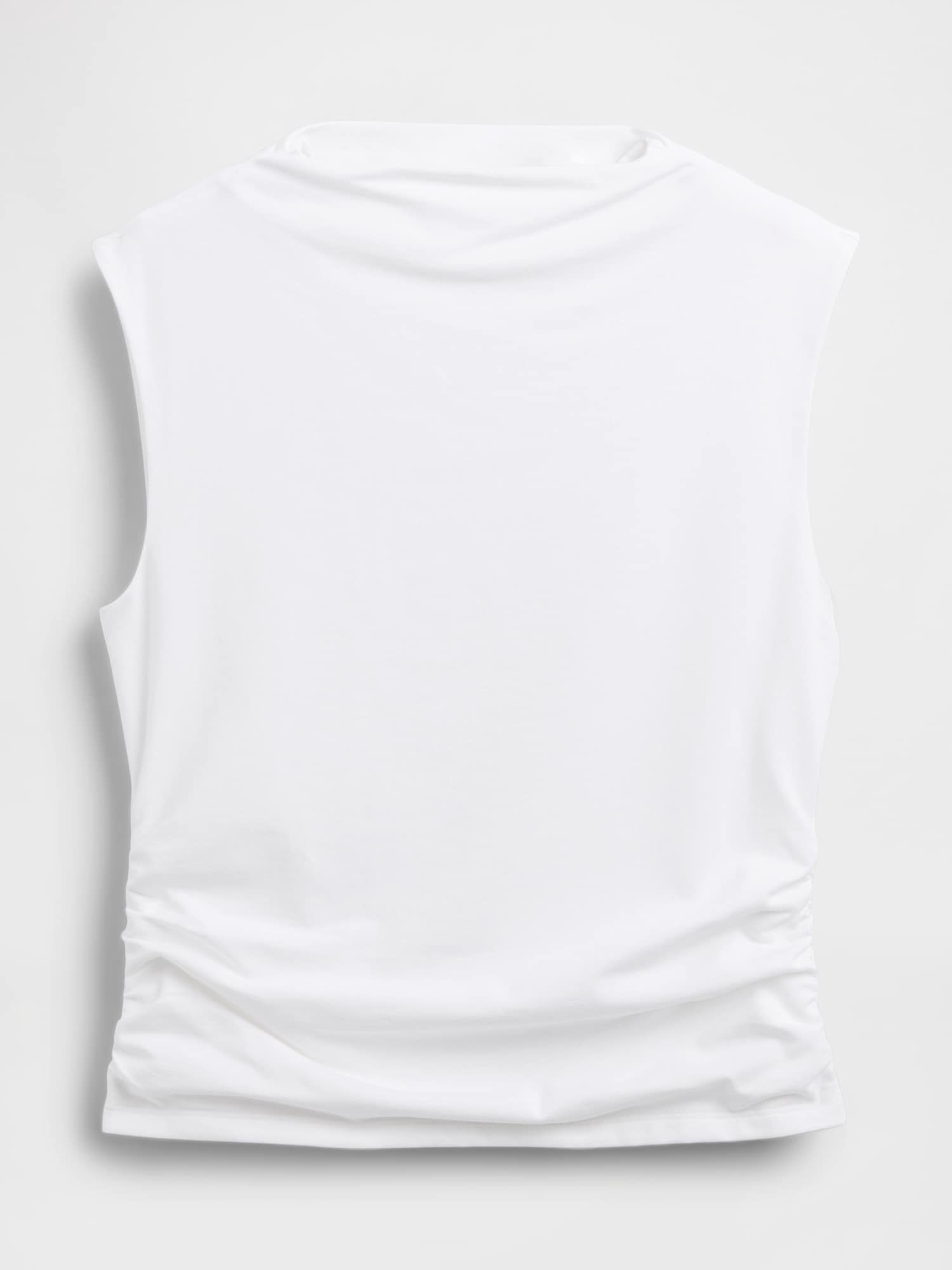 モダン ファンネルネック ルーシュ クロップド タンクトップ-3