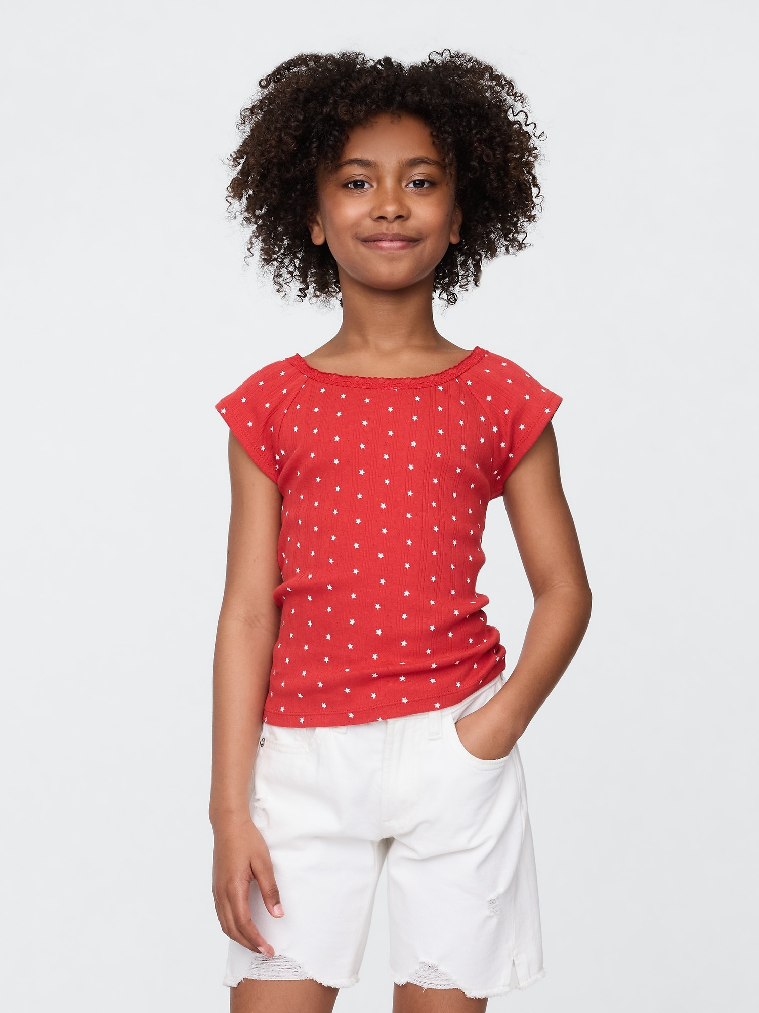 Kids Lace-Trim Pointelle T-Shirt