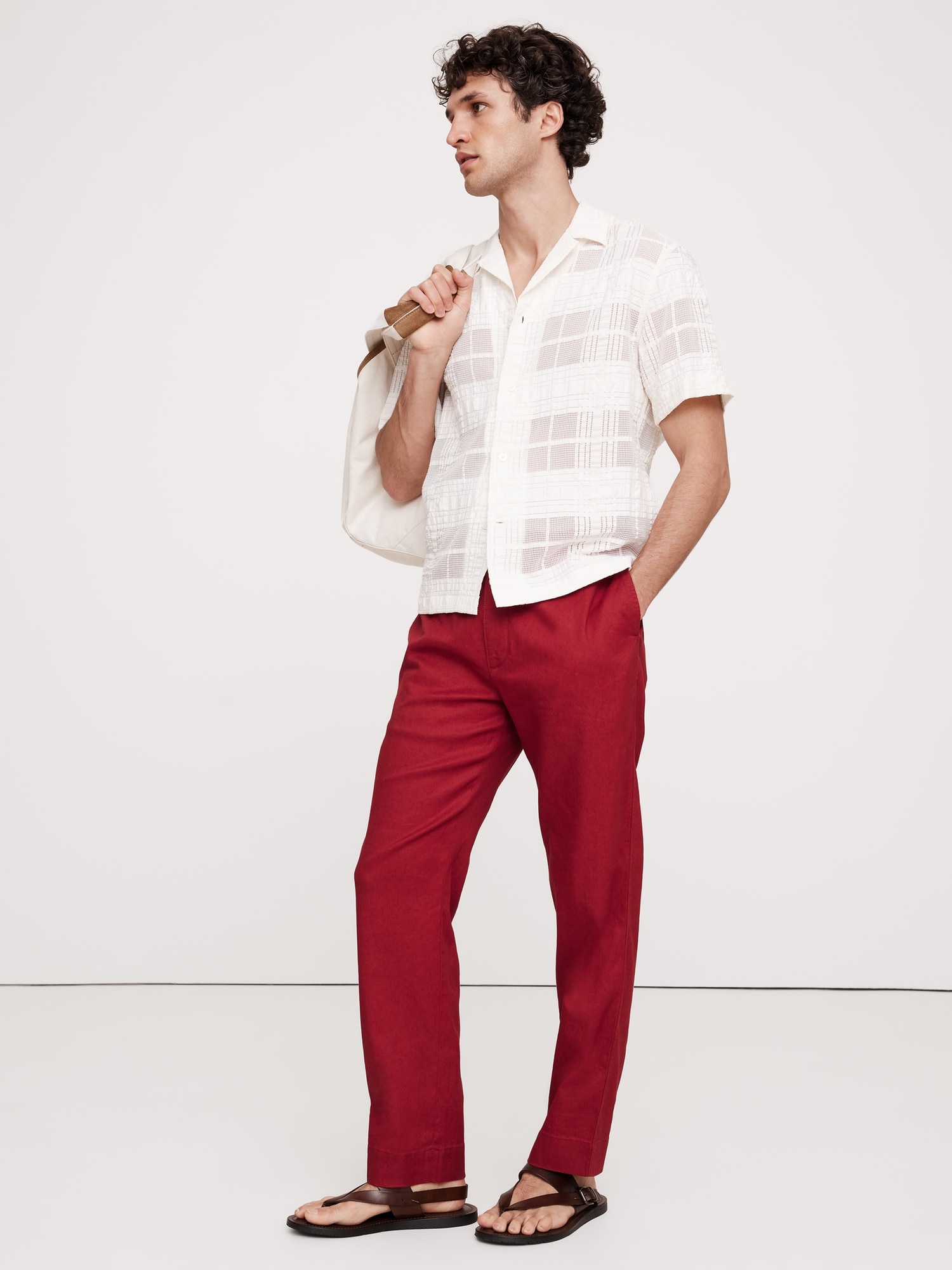 Italian Linen-Cotton Pull-On Pant
