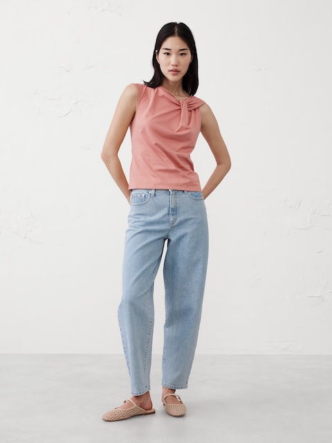 Premium Cotton Twist Shoulder Top
