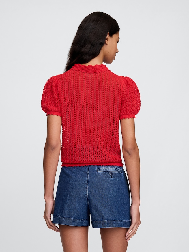 Gap × DÔEN リネンブレンド クロップドカーディガン-2