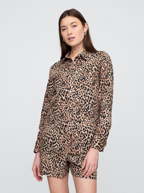 Linen-Blend Easy Shirt