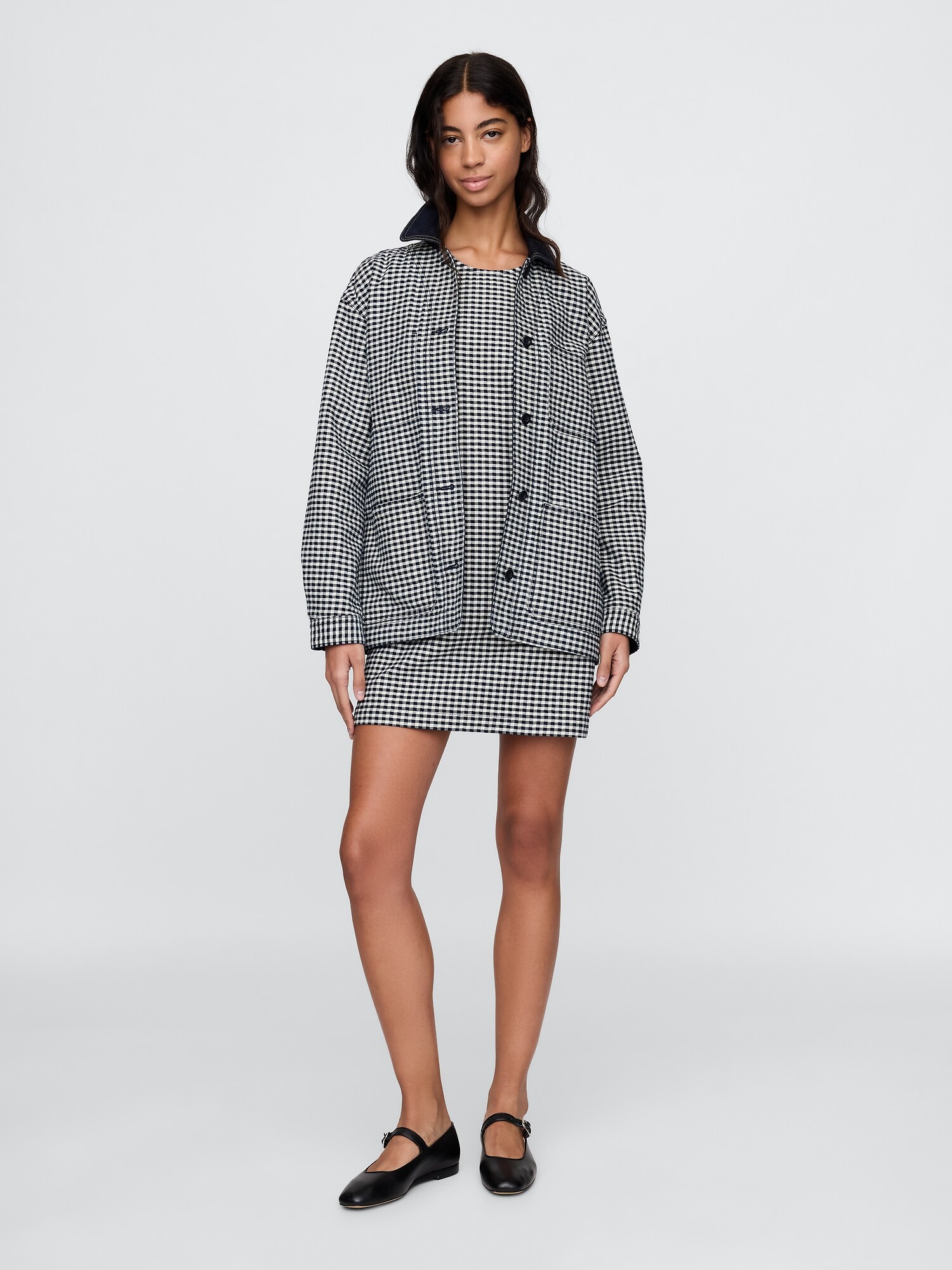 Gap × DÔEN ギンガムチェック デニムジャケット-4