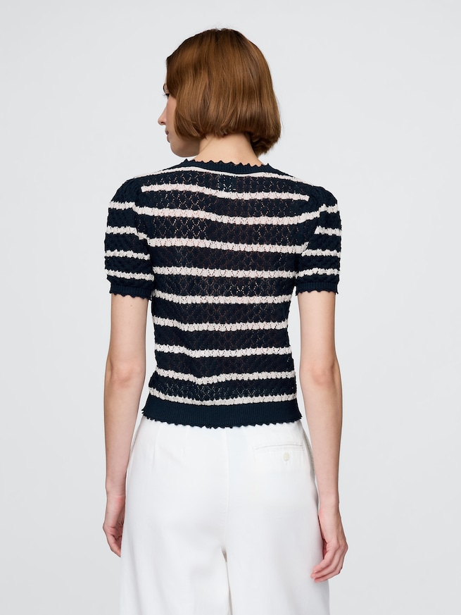 Gap × DÔEN リネンブレンド ポインテール クロップドカーディガン-2