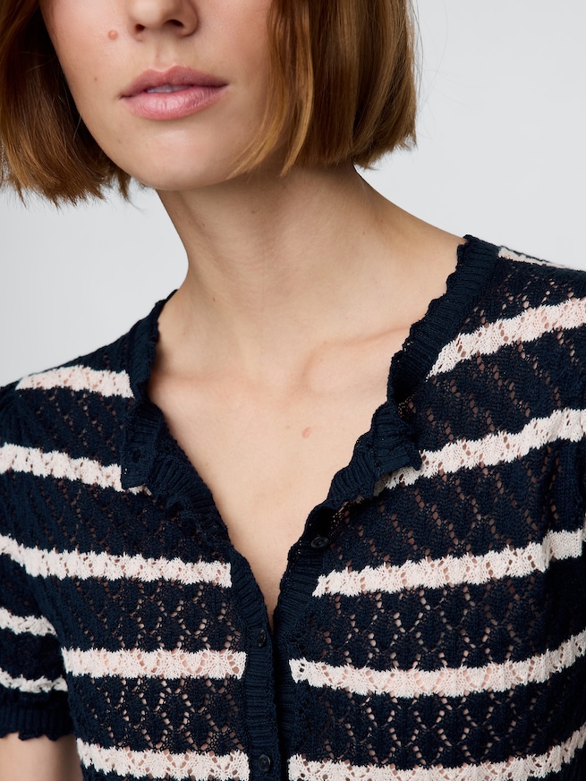 Gap × DÔEN リネンブレンド ポインテール クロップドカーディガン-3