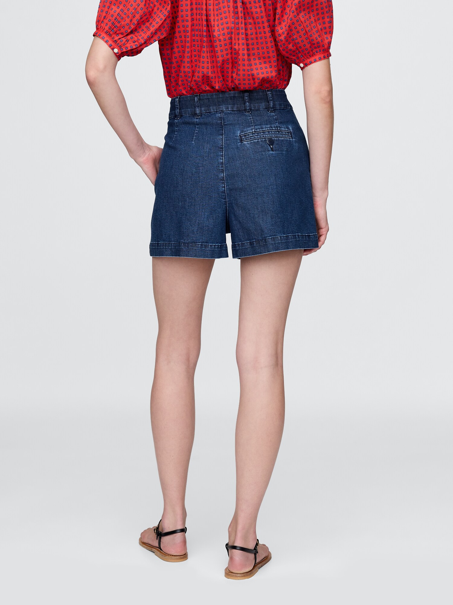 Gap × DÔEN ハイライズ プリーツ デニムトラウザーショートパンツ-4