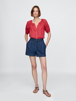 Gap × DÔEN ハイライズ プリーツ デニムトラウザーショートパンツ