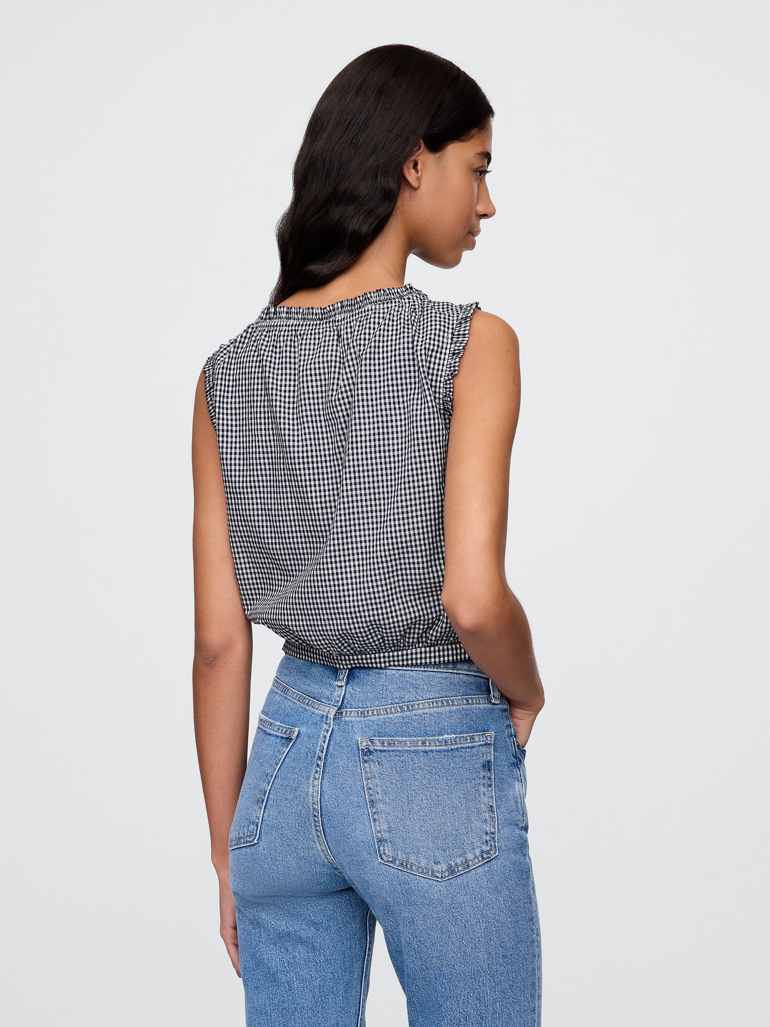 Gap × DÔEN ギンガムチェック クロップド タンクトップ-2