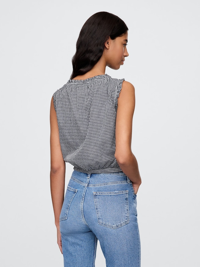 Gap × DÔEN ギンガムチェック クロップド タンクトップ-2