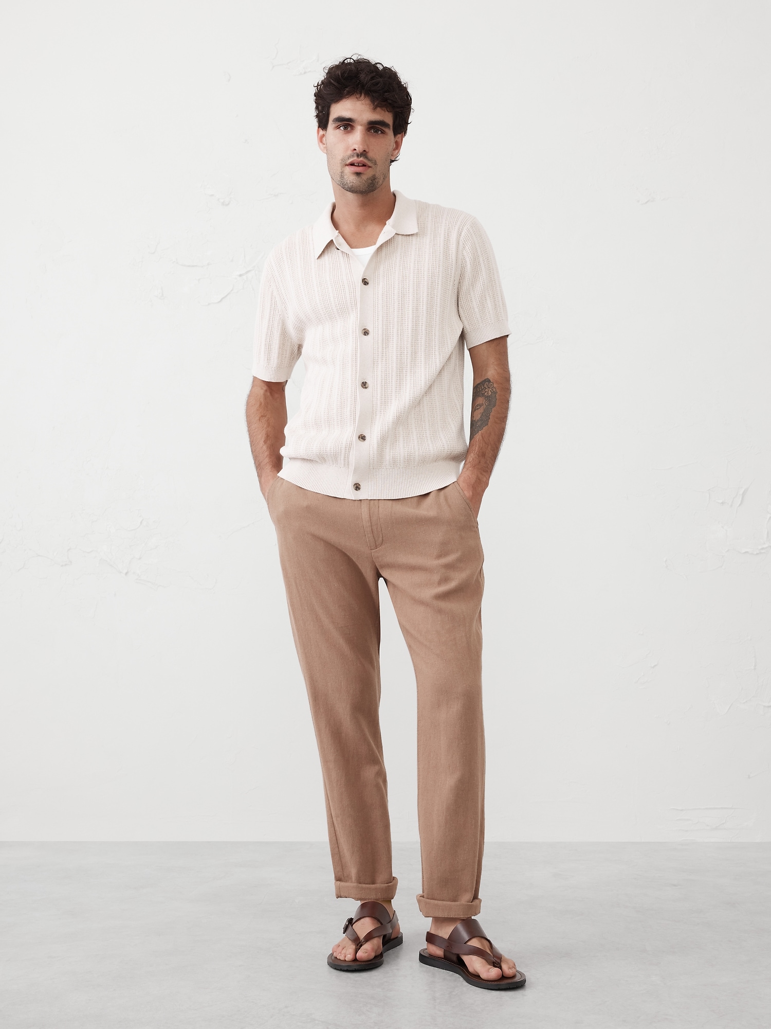 CHANDAIL POLO TEXTURÉ À RAYURES