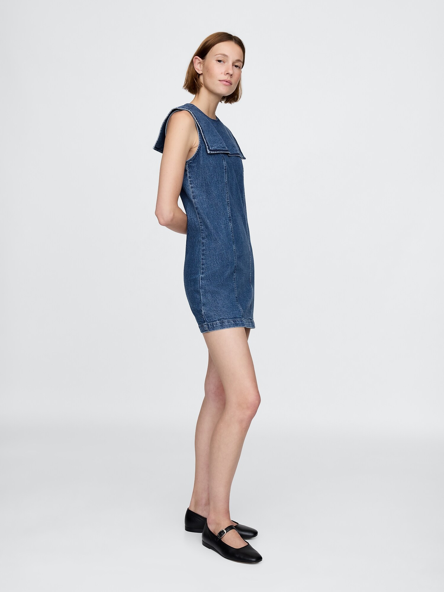 Gap × DÔEN デニム セーラー ミニワンピース-3