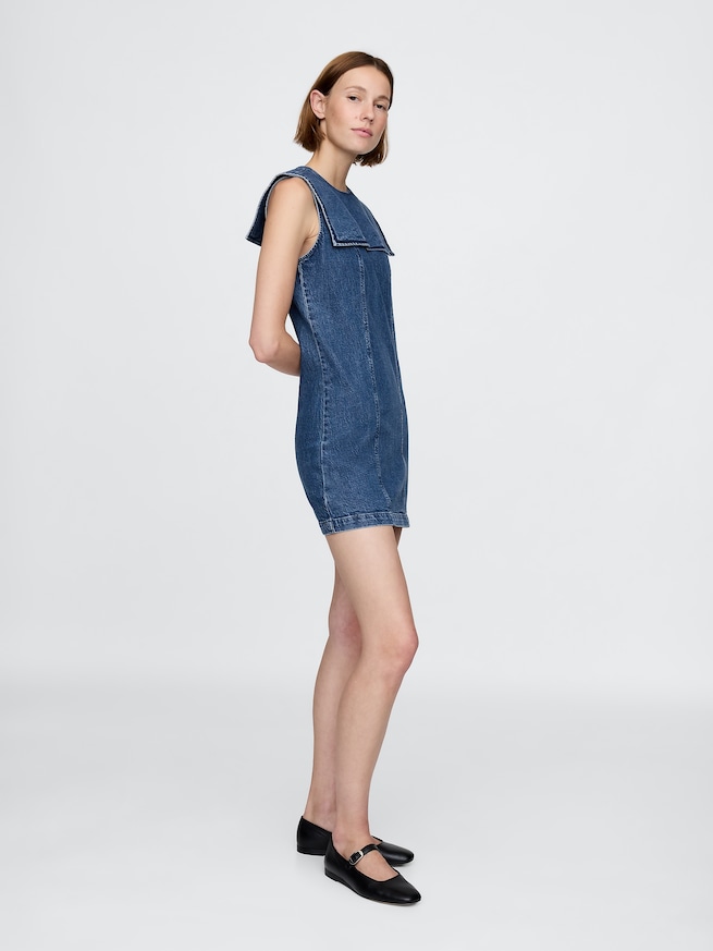 Gap × DÔEN デニム セーラー ミニワンピース-3