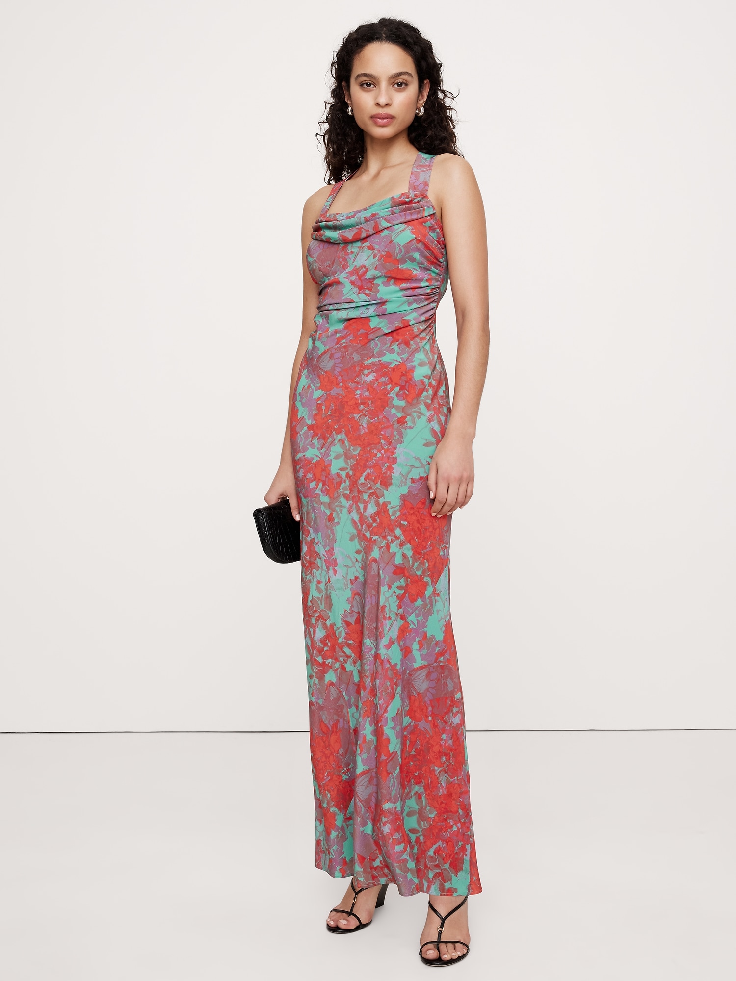 Matte Silk Cowl-Neck Backless Maxi Dress