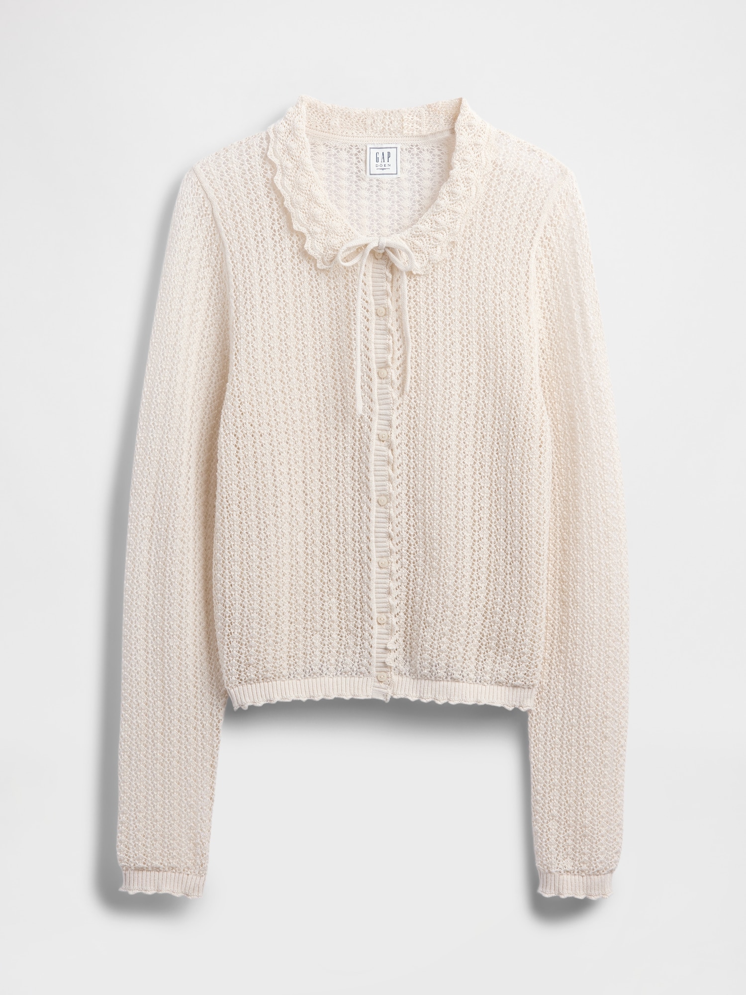 Gap × DÔEN リネンブレンド ポインテールカーディガン-5