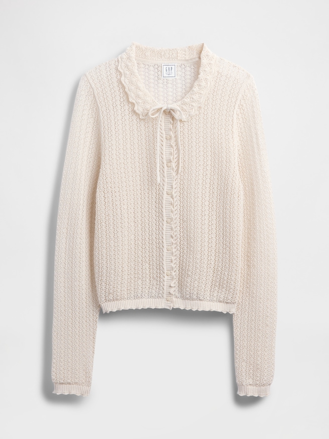 Gap × DÔEN リネンブレンド ポインテールカーディガン-5