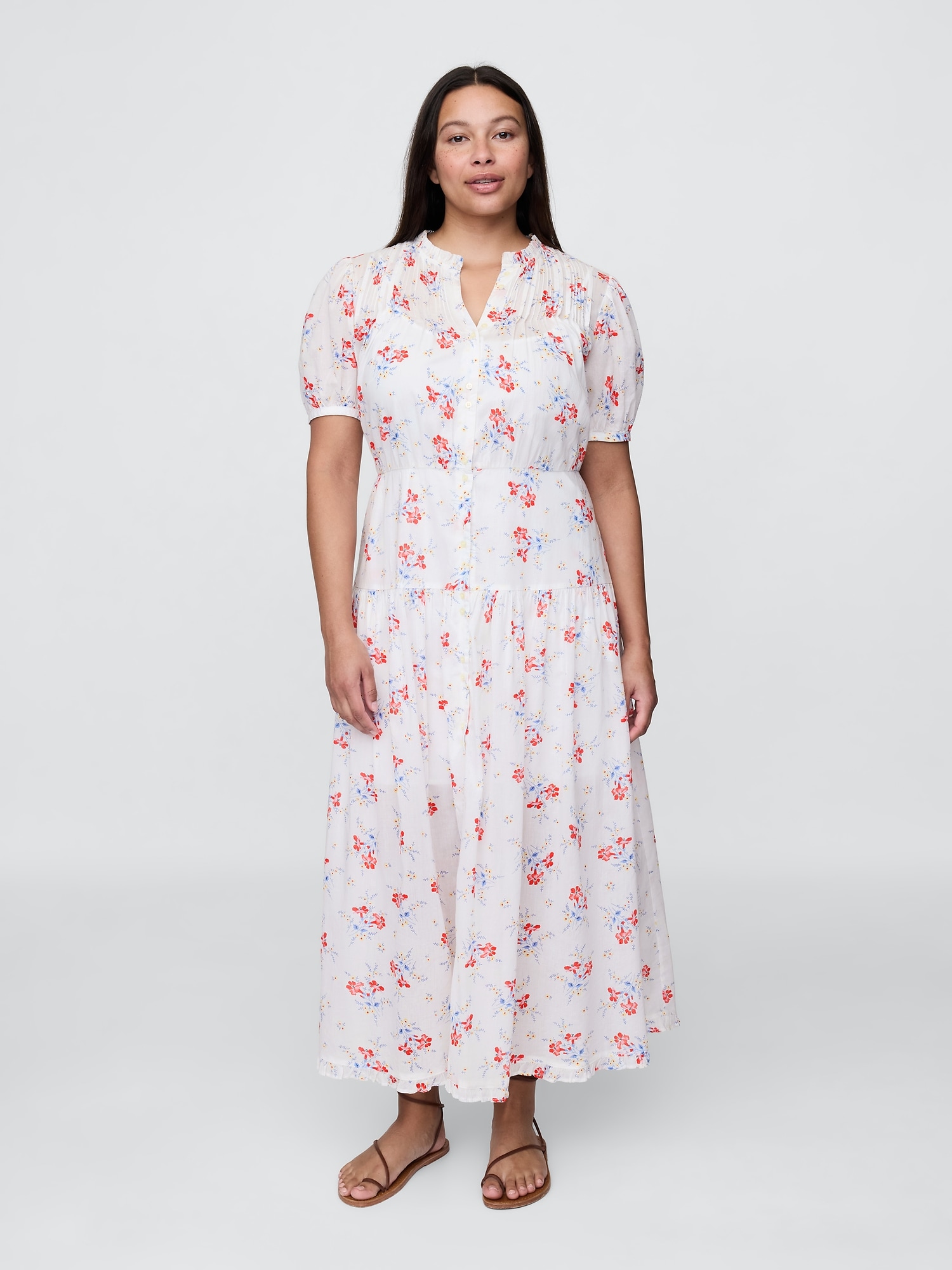 Gap × DÔEN ピンタック フローラル ミディワンピース-5
