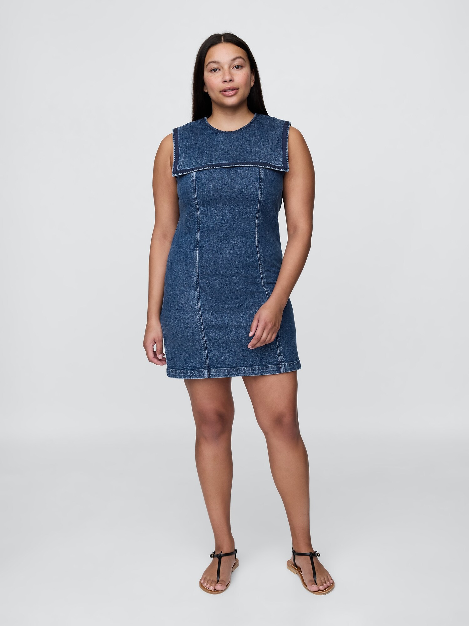 Gap × DÔEN デニム セーラー ミニワンピース-5