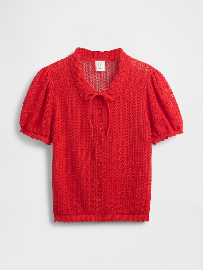 Gap × DÔEN リネンブレンド クロップドカーディガン-5