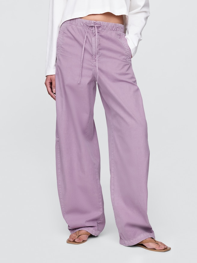 ミッドライズ バレル パラシュートパンツ-1