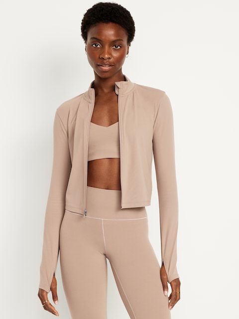 StudioSmooth Full-Zip Cropped Jacket