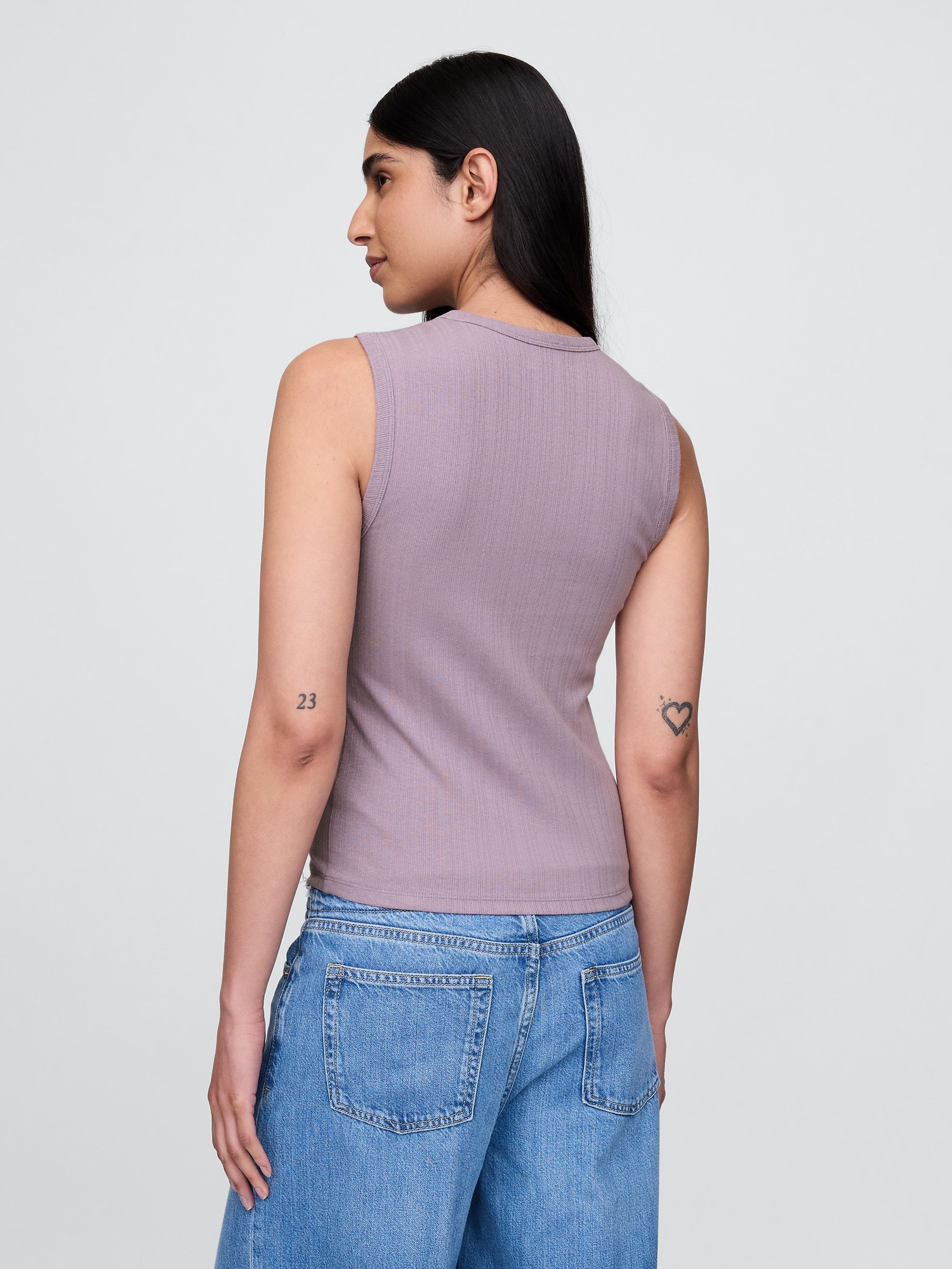 シアー モダン リブタンクトップ-2