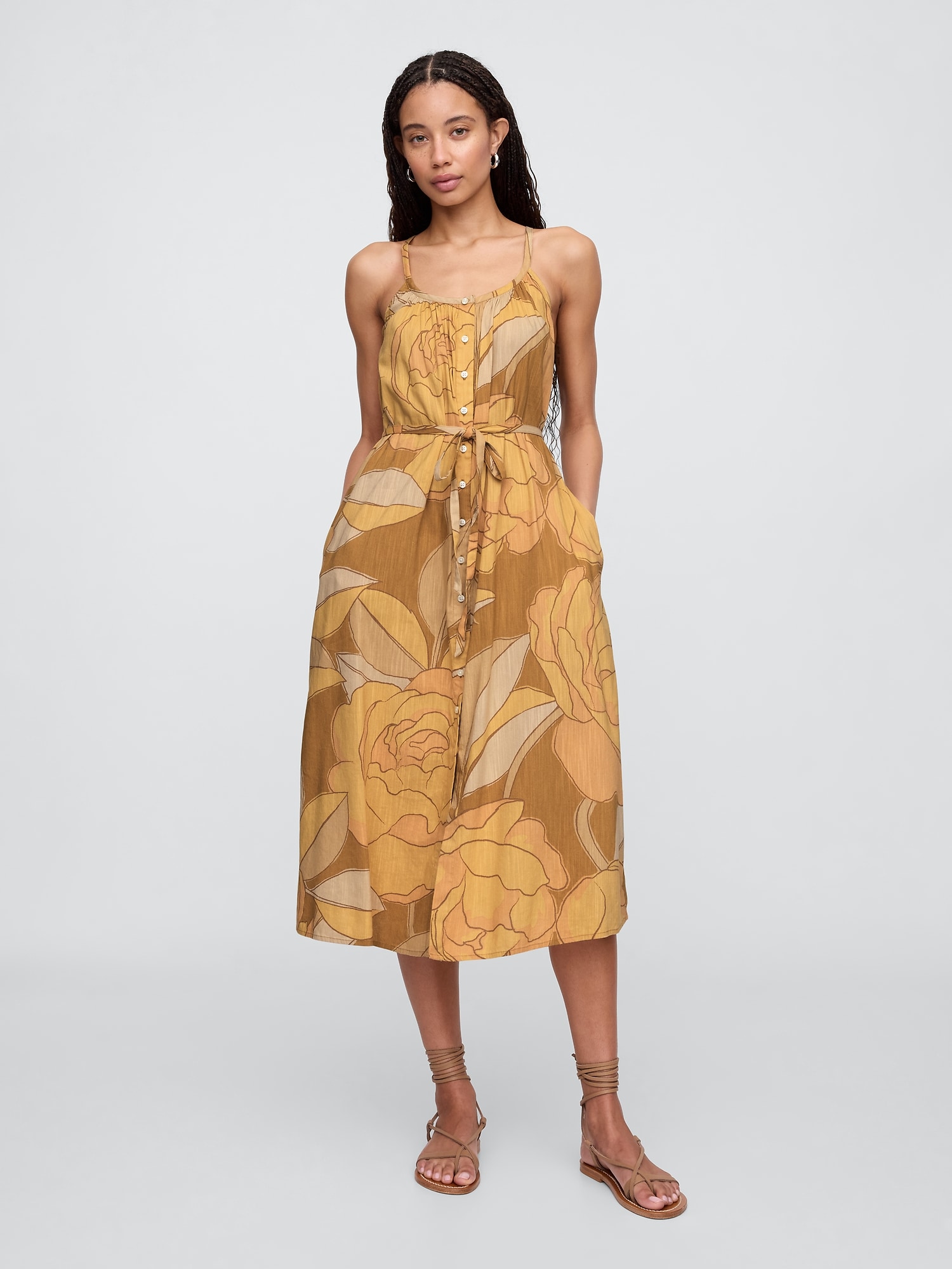 yellow halter neck maxi dress Floral Satin Halter Dress - Yellow/Pink 6