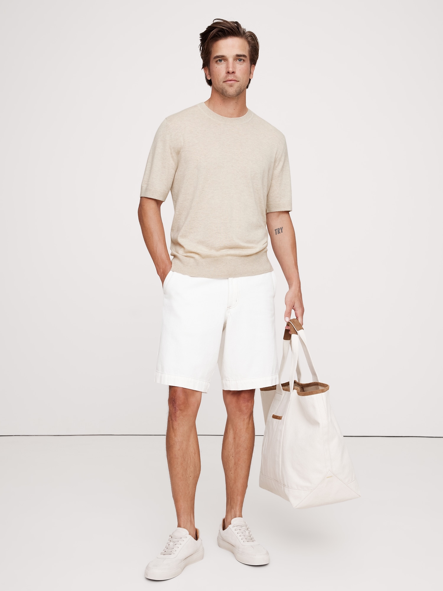 Cashmere-Silk Short-Sleeve Sweater