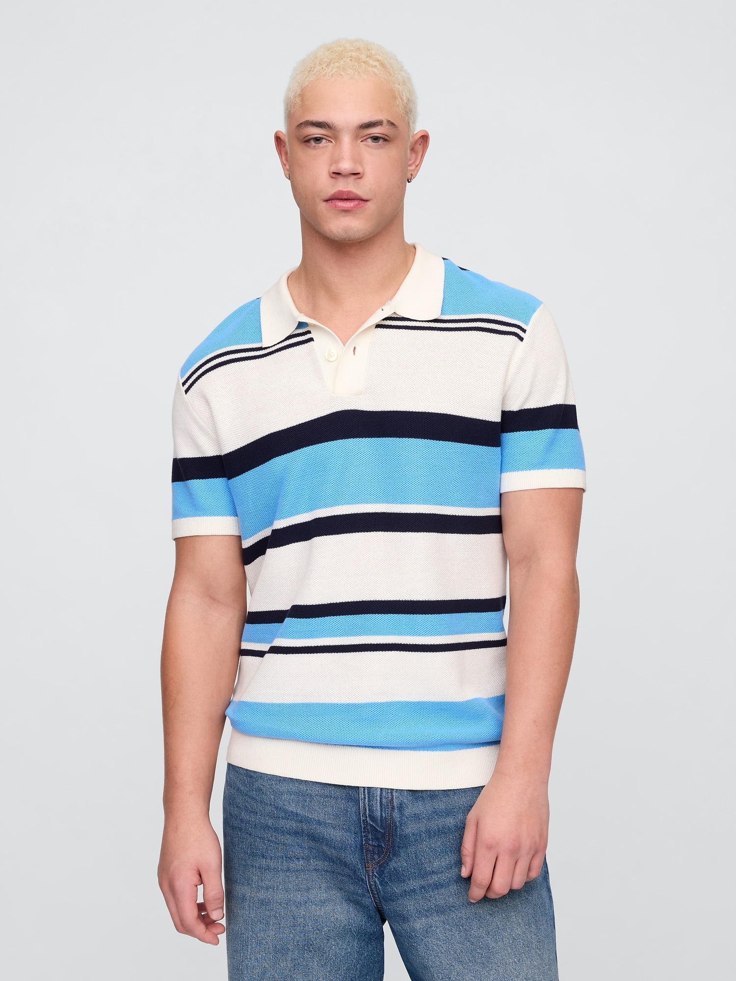 Stripe Sweater Polo Shirt