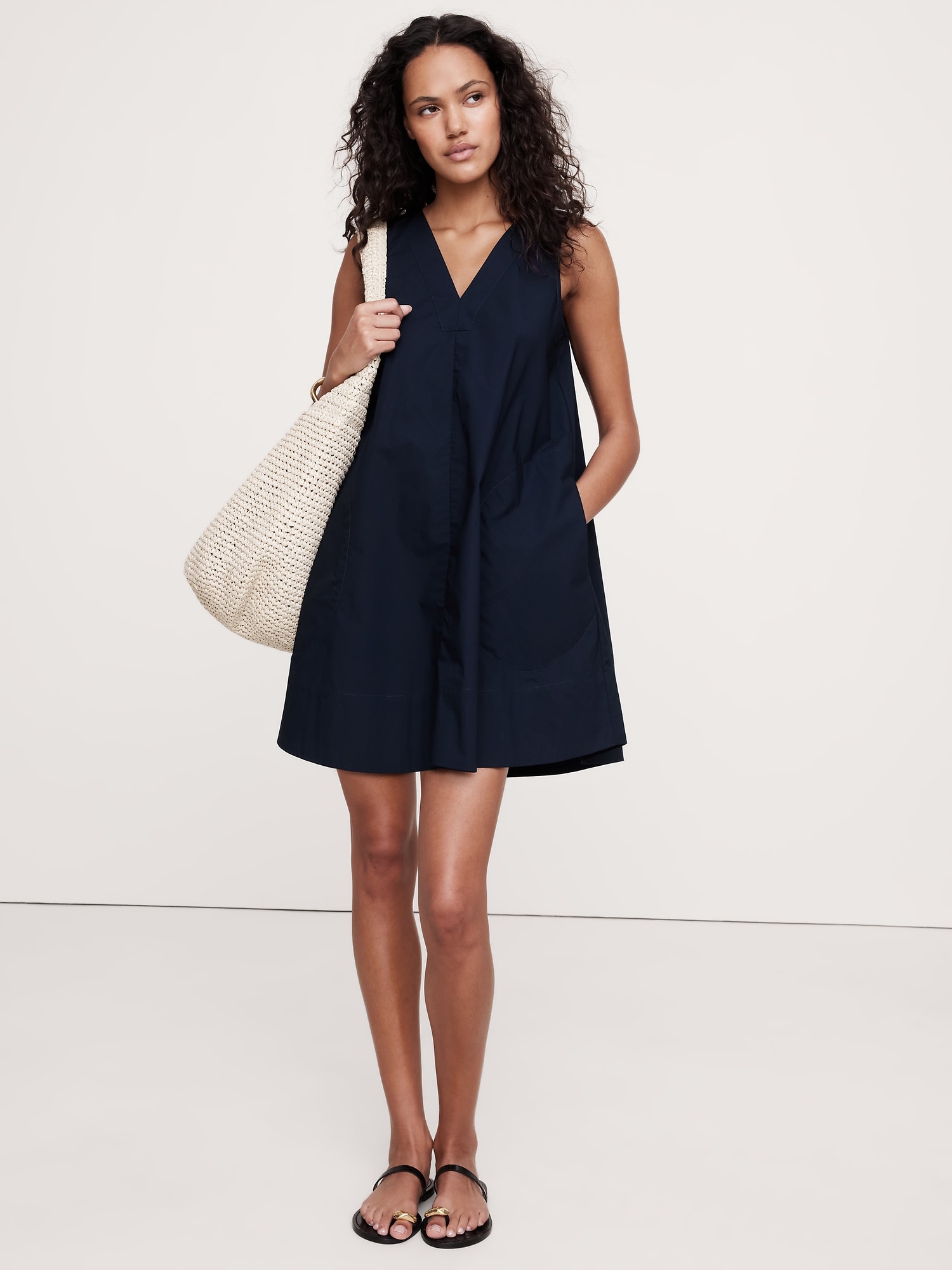 Cotton Poplin Swing Mini Dress