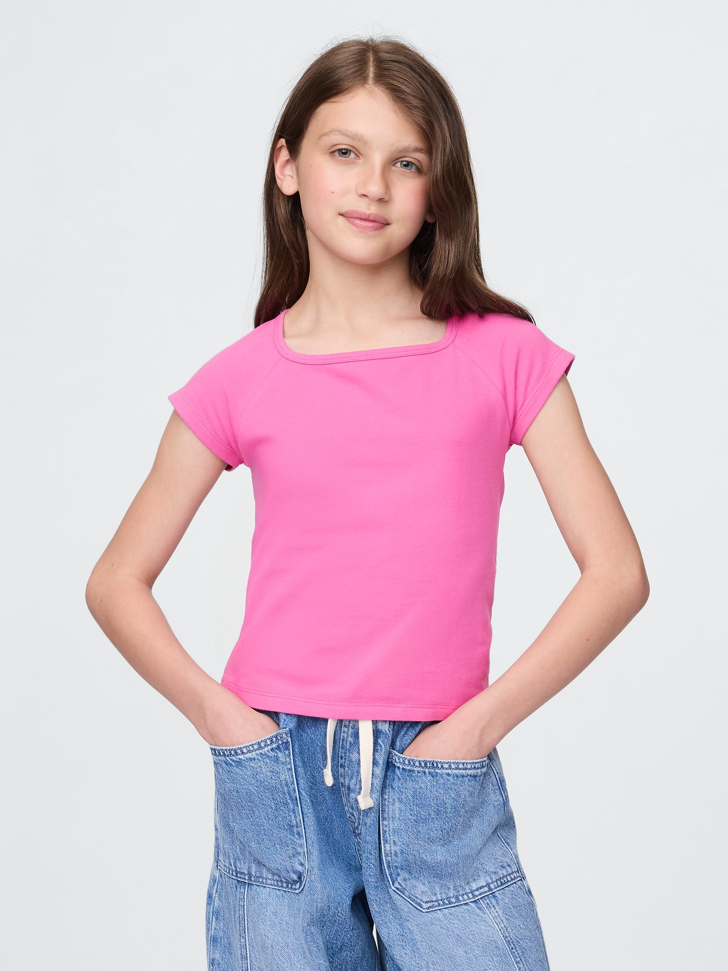 T-SHIRT À ENCOLURE CARRÉE POUR ENFANT