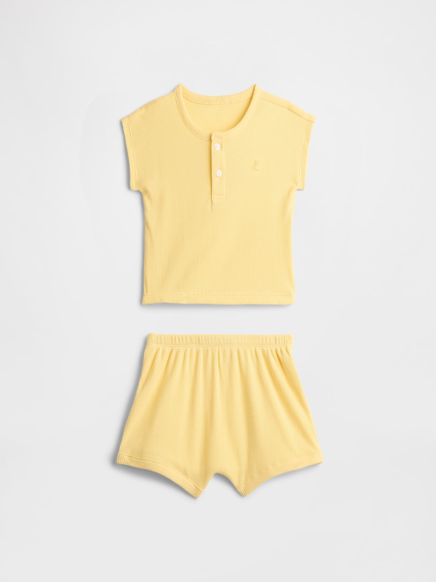Baby Ribbed Henley Two-Piece Outfit Set