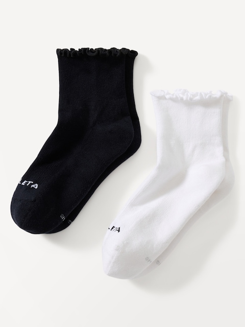 Athleta Ruffle Everyday Quarter Crew Sock 2-Pack