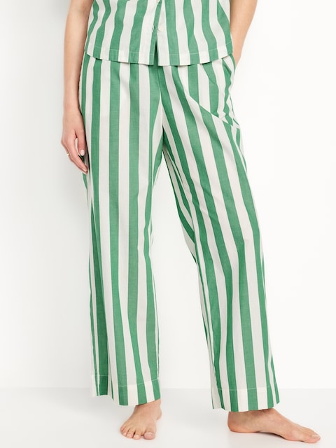 High-Waisted Poplin Pajama Pant