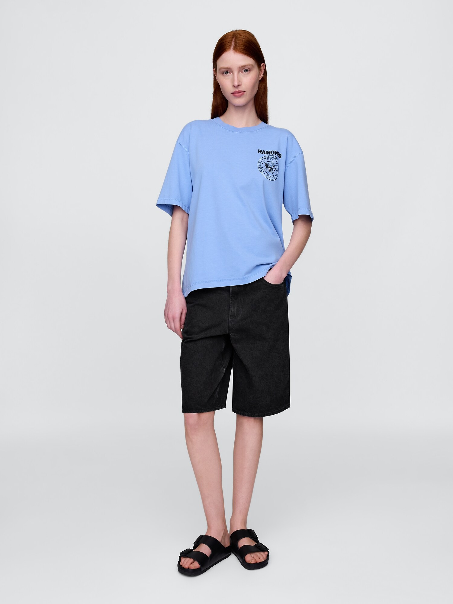 ヘビーウェイト クロップド ラモーンズ グラフィックTシャツ-4