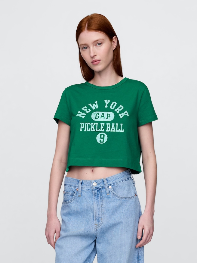オーガニックコットン ヴィンテージソフト クロップドTシャツ-0