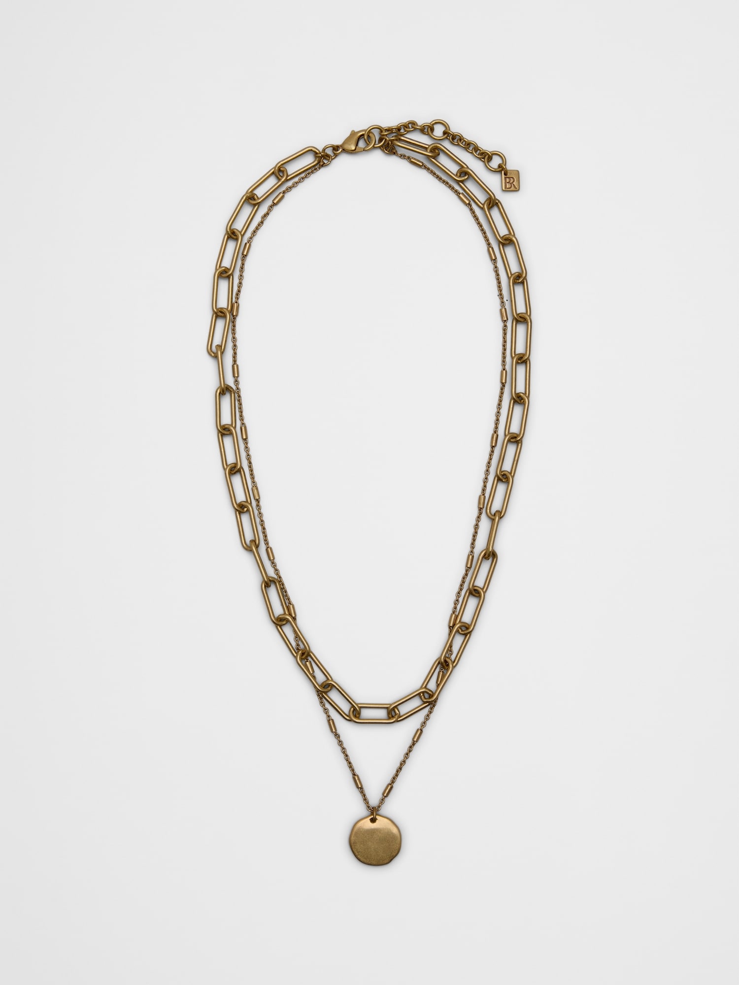Disc Paperclip Layered Necklace