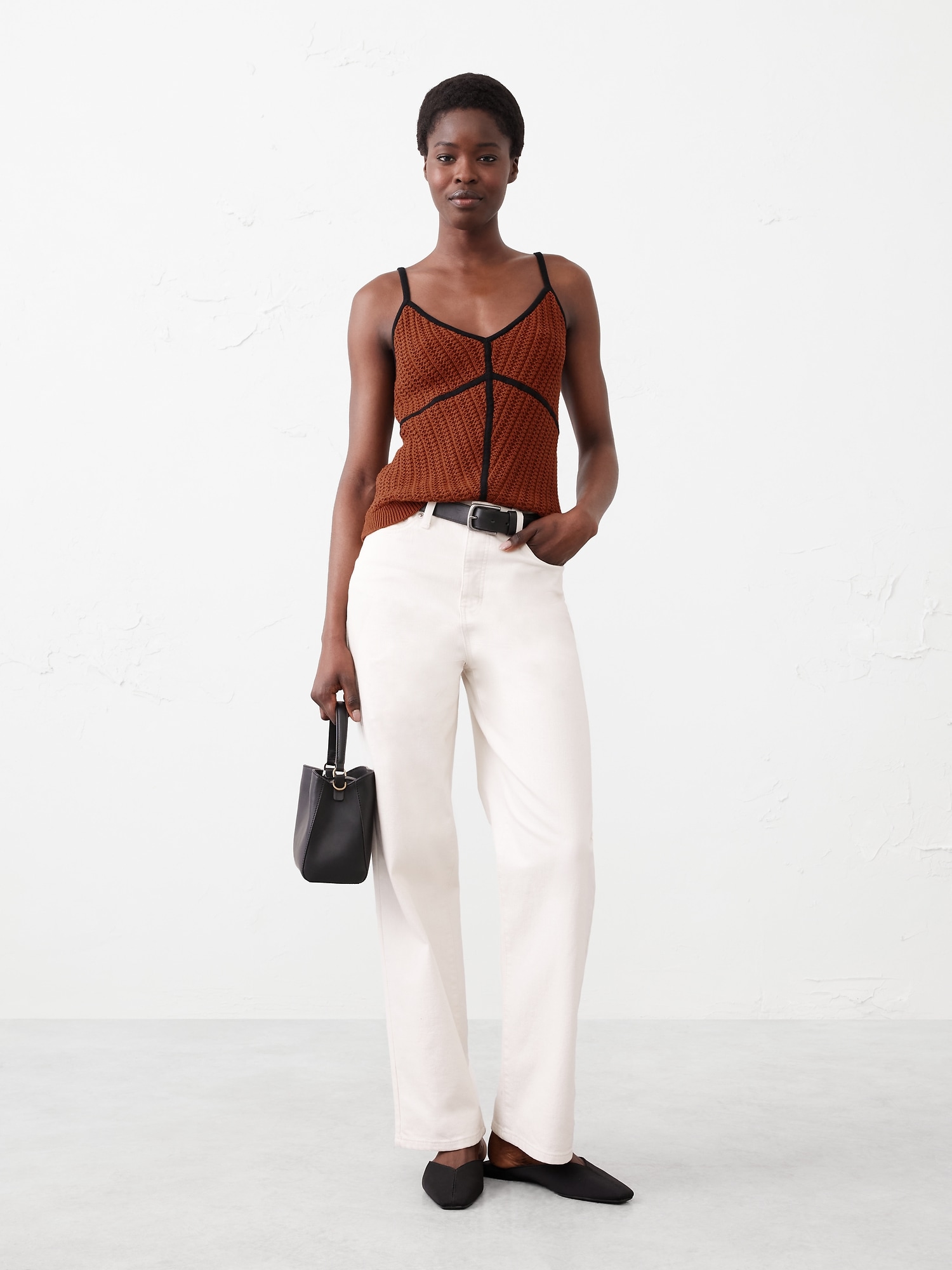 Strappy Patchwork Sweater Tank