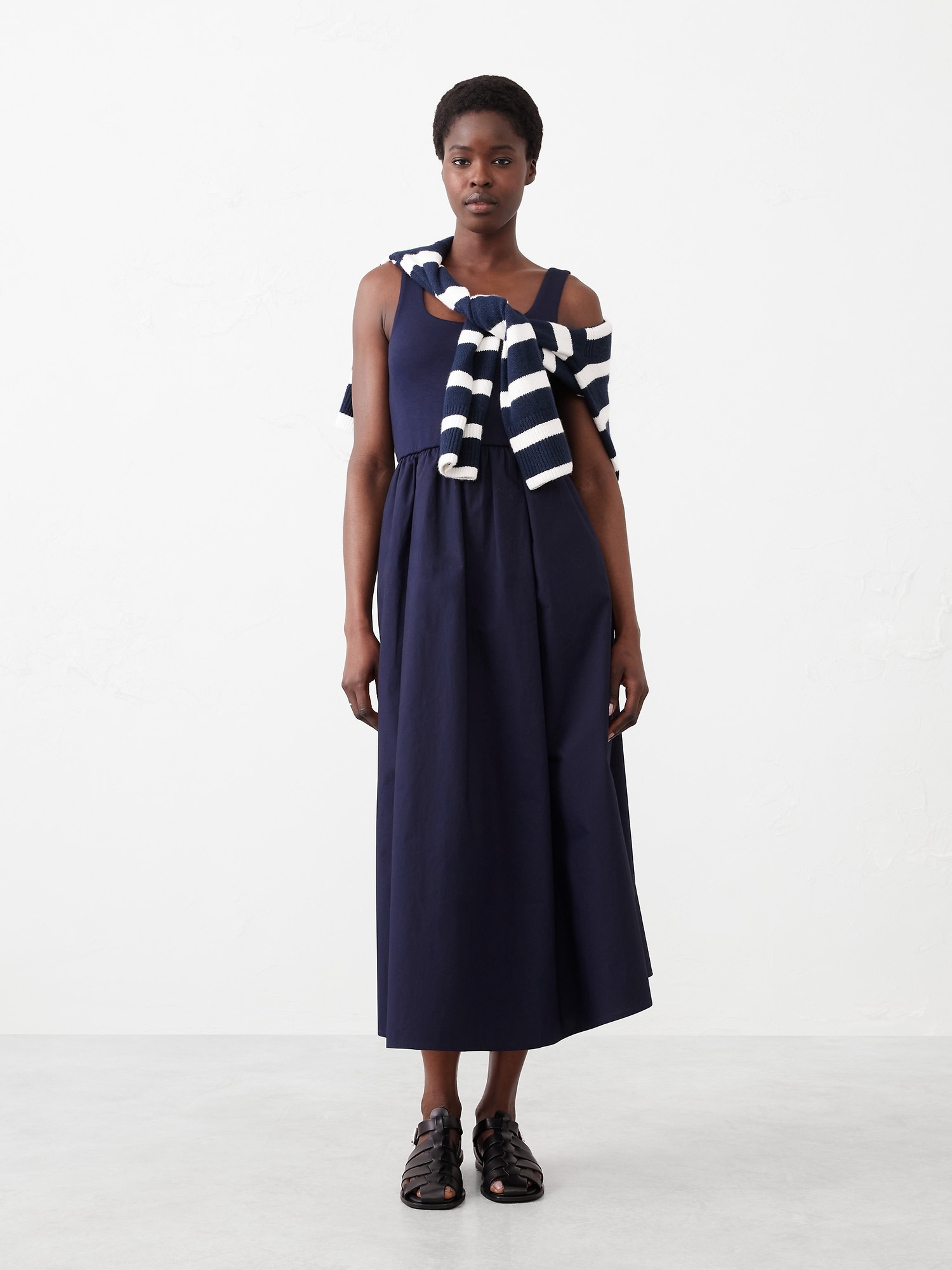 Tank Mixed Media Midi Dress | Banana Republic Factory