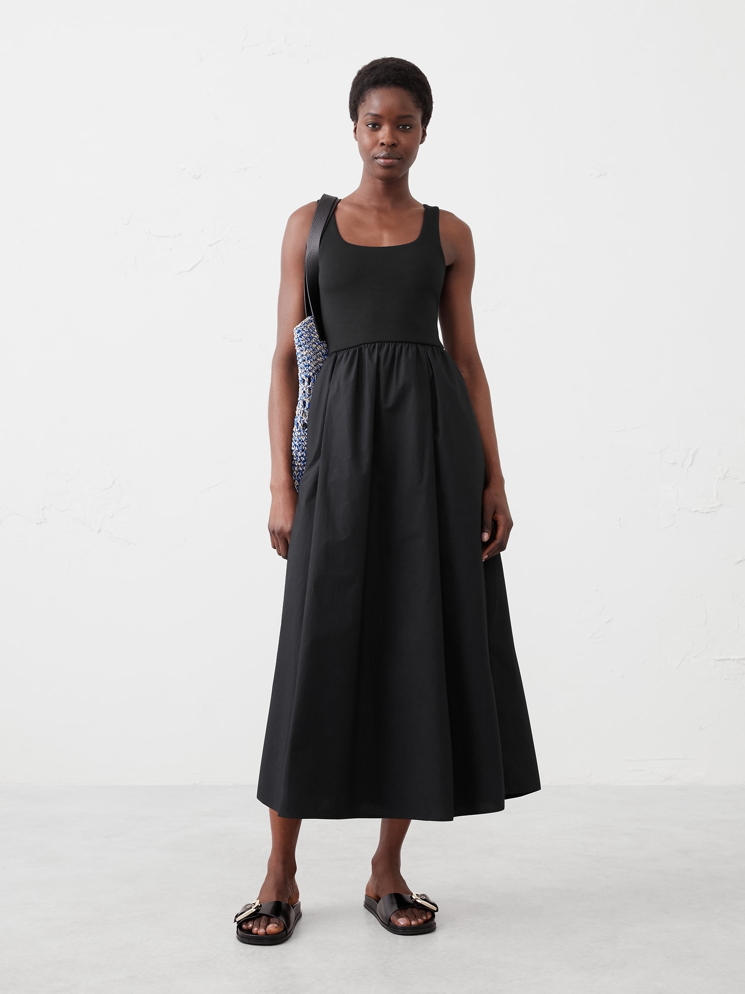 Tank Mixed Media Midi Dress