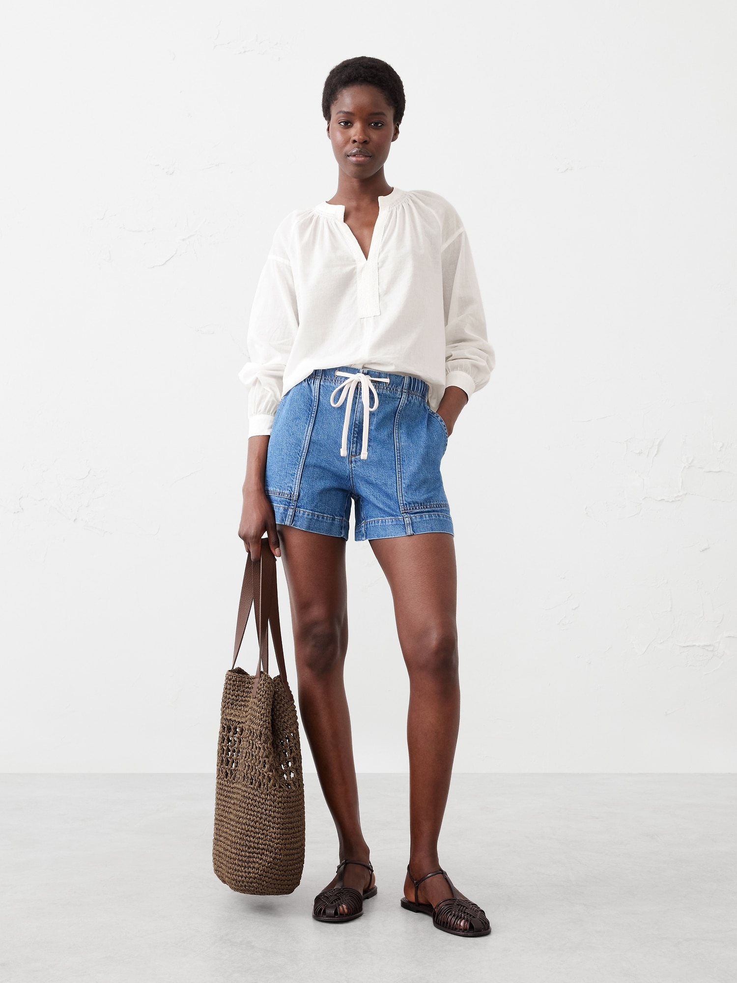 Sheer Trapunto Stitch Voile Top