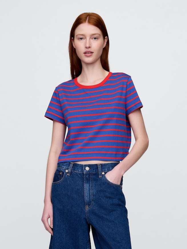 オーガニックコットン ヴィンテージソフト クロップドTシャツ-0