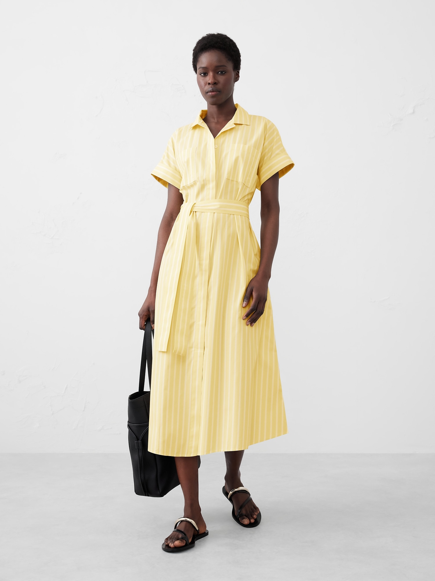 Tie-Waist Midi Shirtdress
