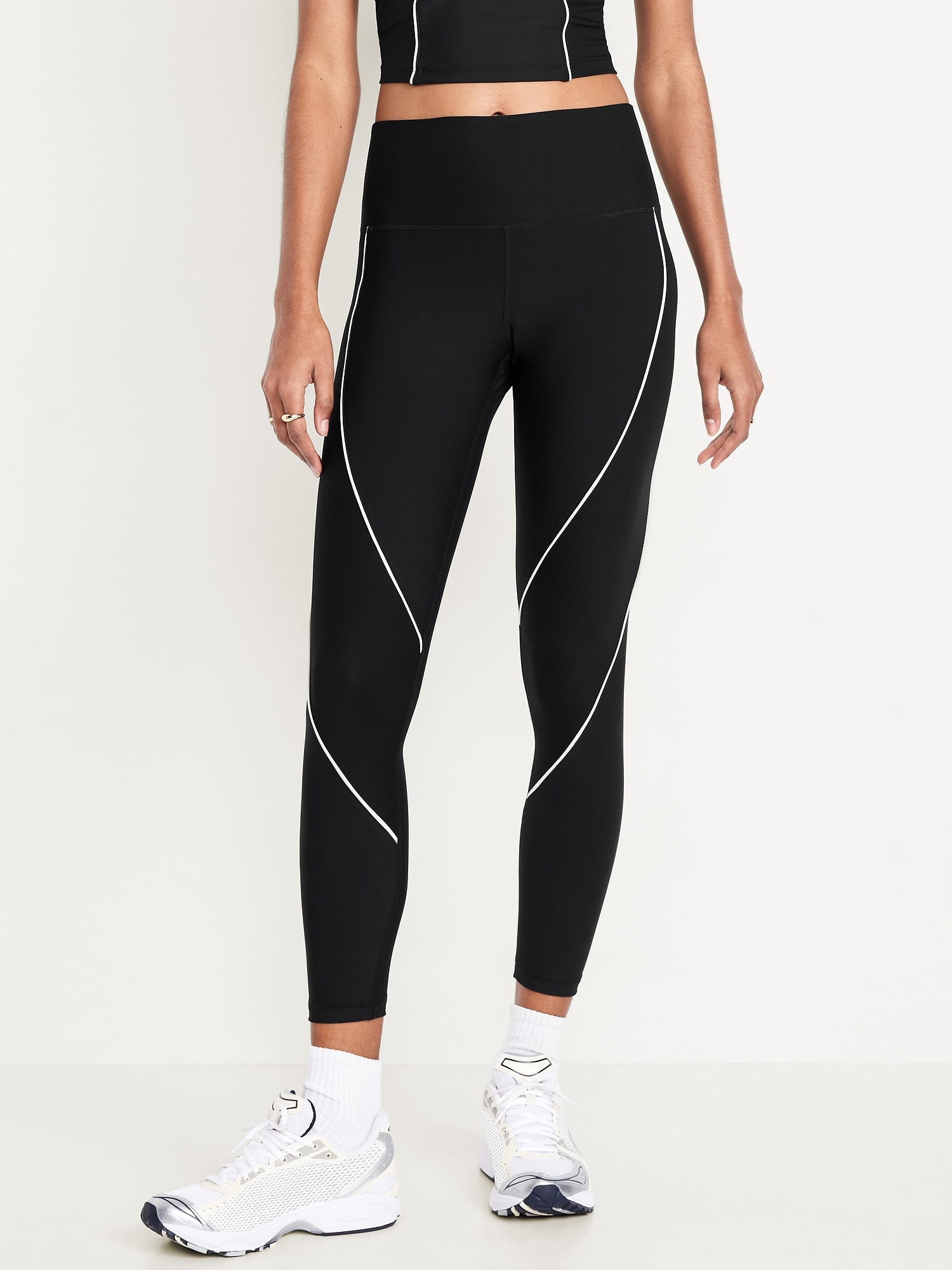 High-Waisted PowerSoft Rib Mix 7/8 Leggings