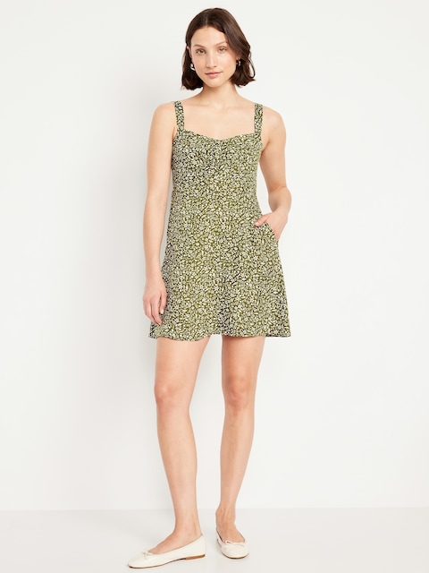 Fit & Flare Crepe Mini Dress