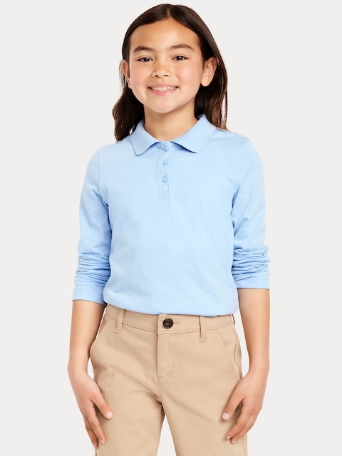 School Uniform Jersey-Knit Polo Shirt for Girls