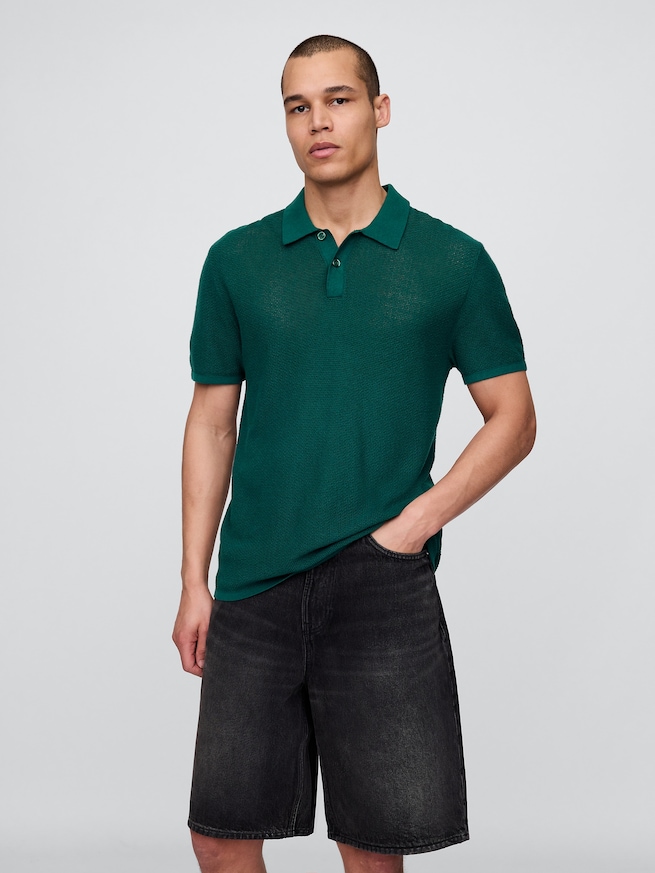 テクスチャー クロシェ ポロシャツ-0