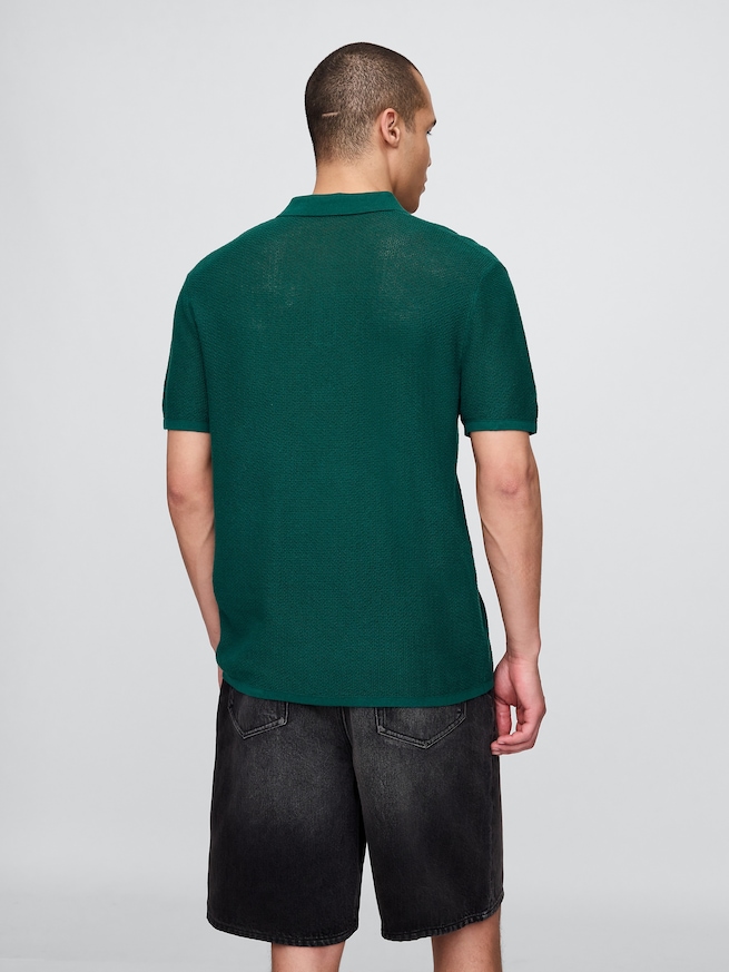 テクスチャー クロシェ ポロシャツ-3