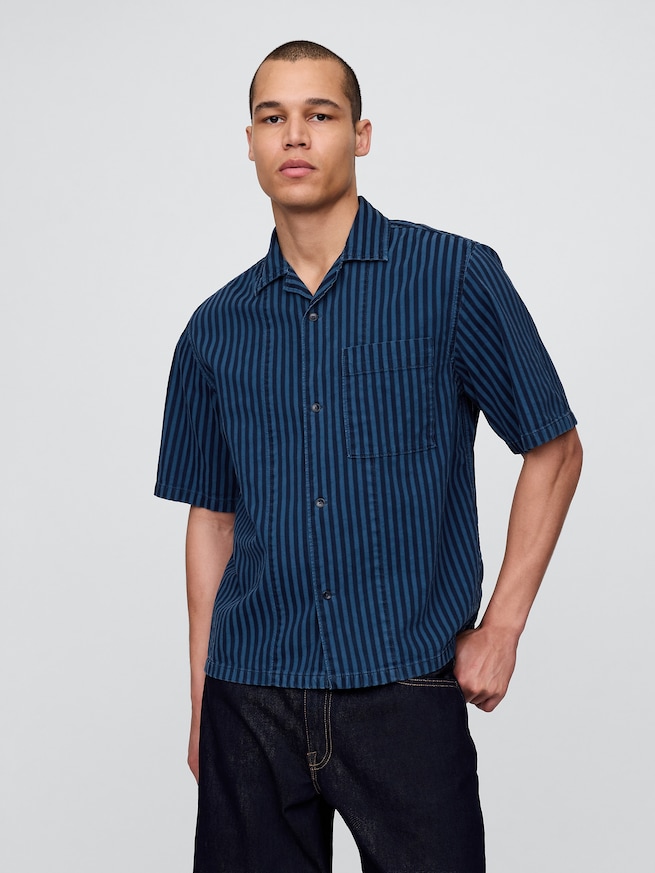 デニム ストライプシャツ-0